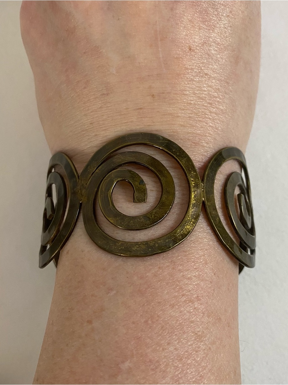 Spiral Cutout Open Cuff Bracelet in Antique Gold